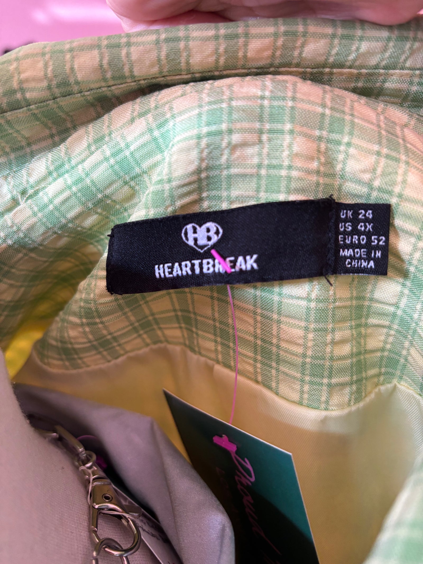 Lime Green Plaid Lightweight Blazer Shacket - 3X