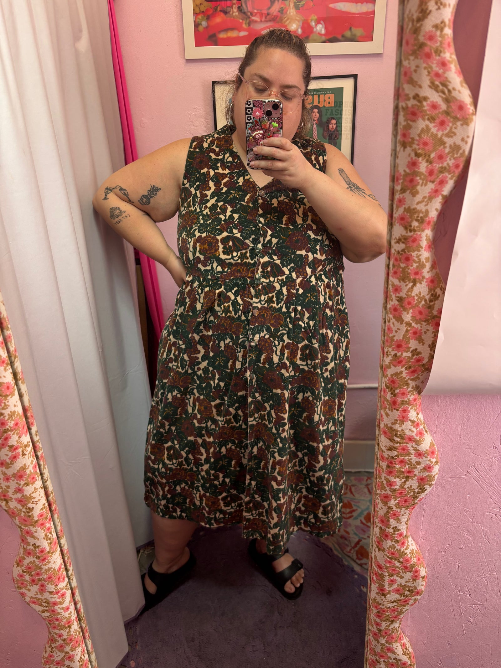 90's Corduroy Floral Midi - Size 22/24
