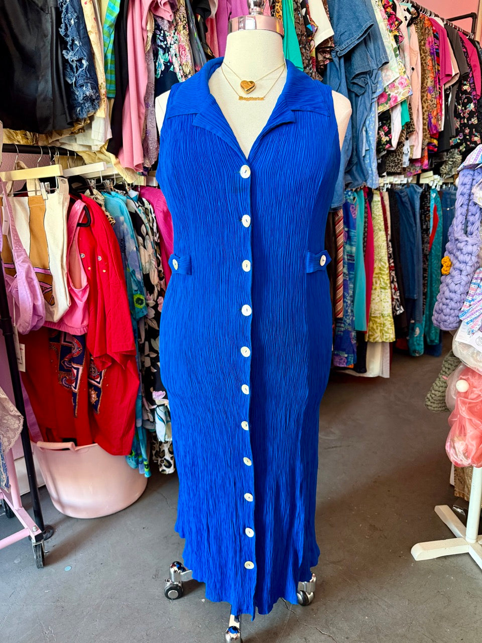 90s Ribbed and Royal Blue Dress - Size 3X/4X