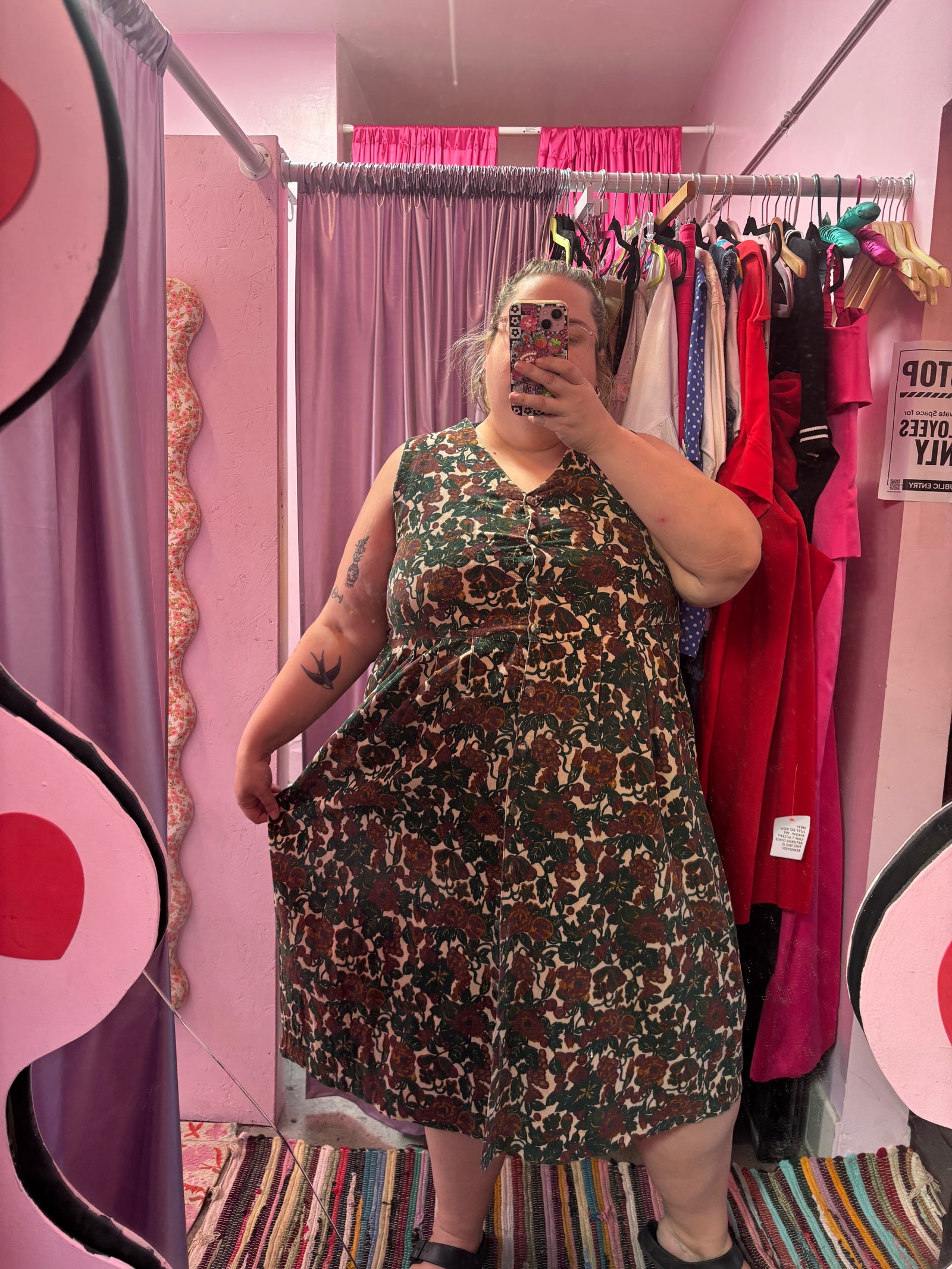 90's Corduroy Floral Midi - Size 22/24