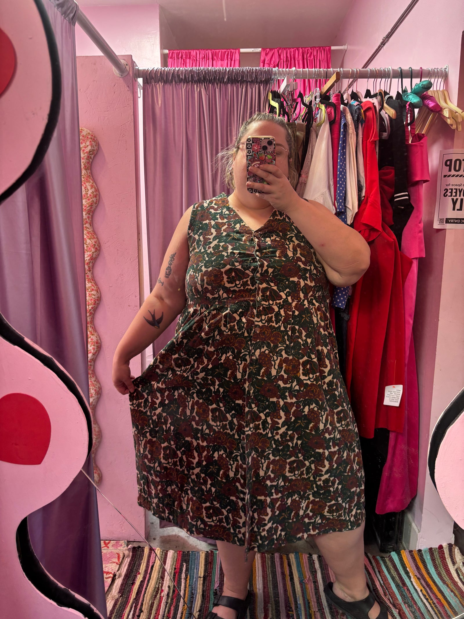 90's Corduroy Floral Midi - Size 22/24