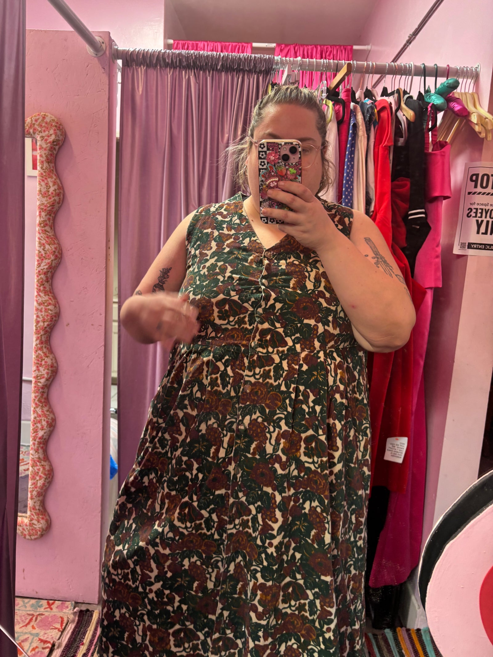 90's Corduroy Floral Midi - Size 22/24