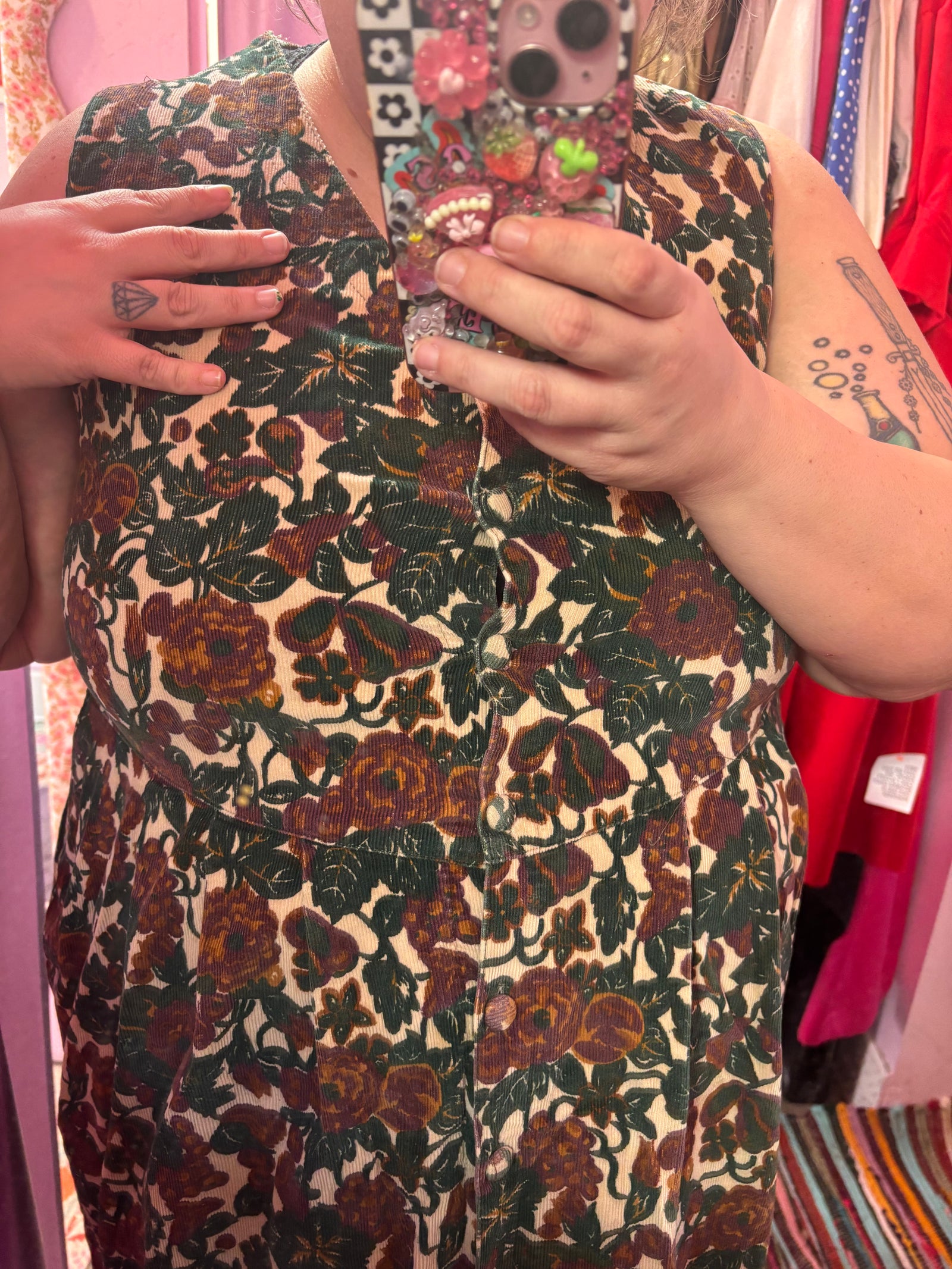 90's Corduroy Floral Midi - Size 22/24