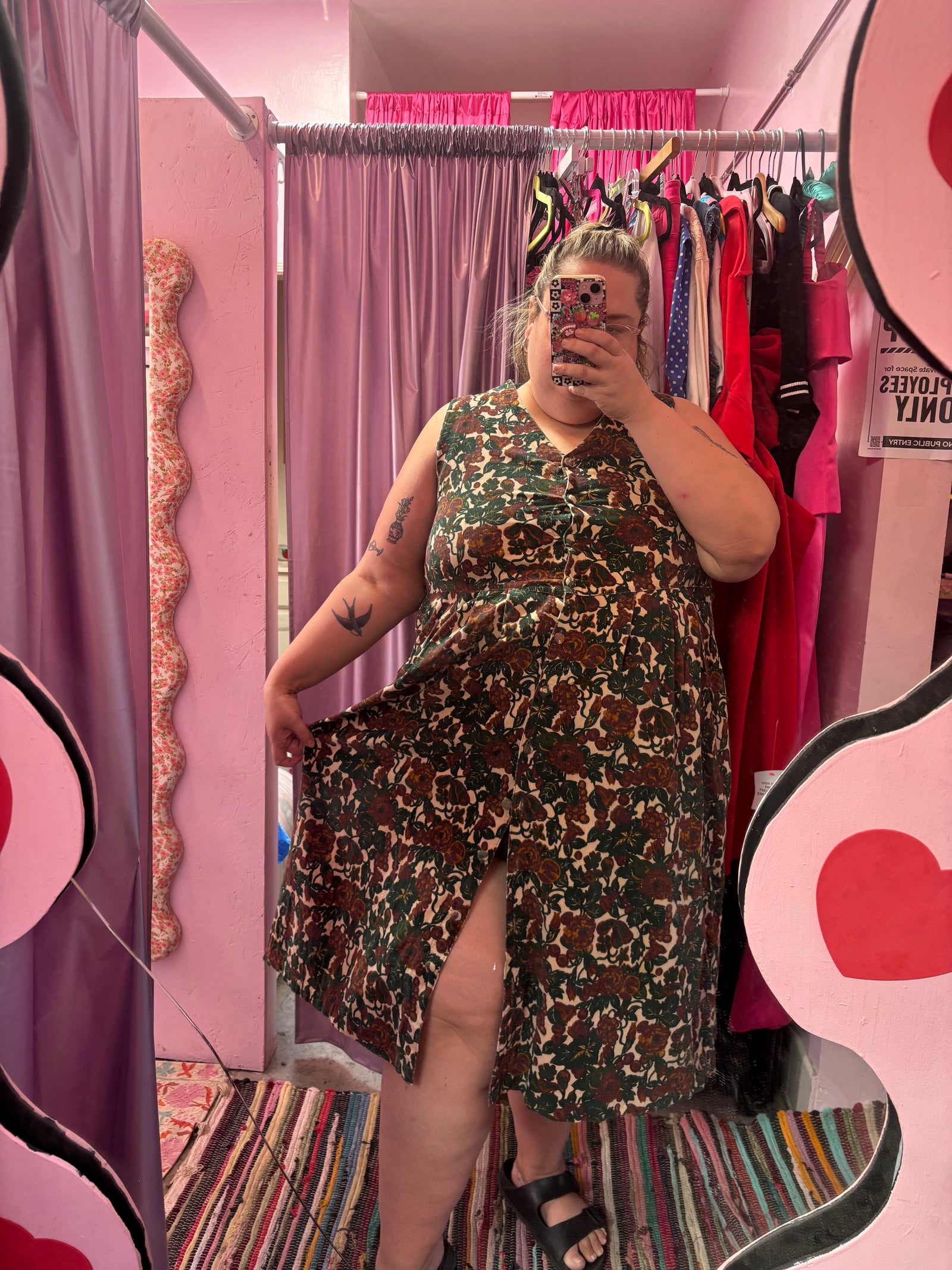 90's Corduroy Floral Midi - Size 22/24