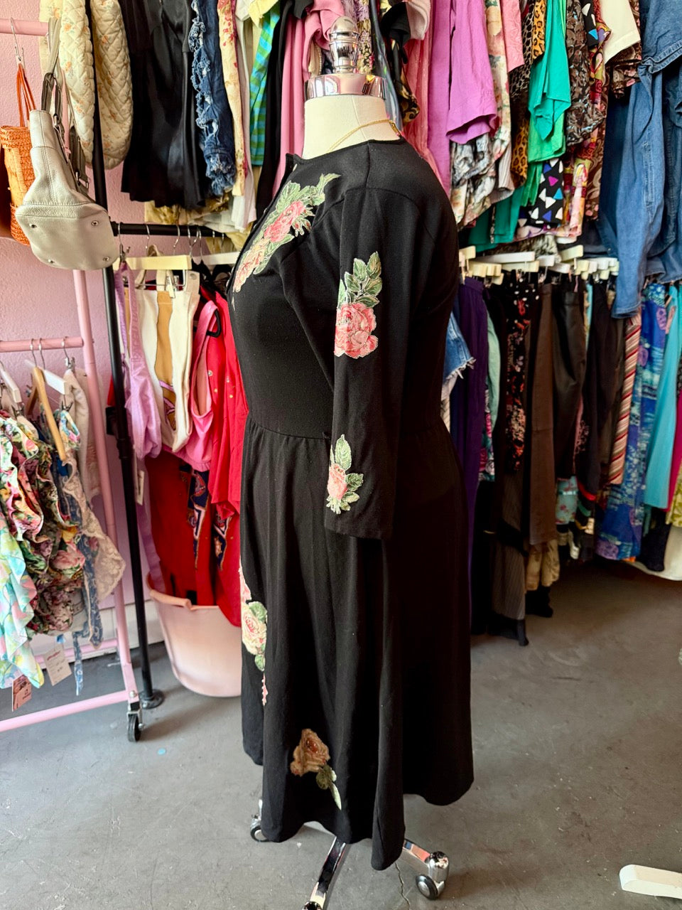 90s Glittering Petals Hand Painted Dress - Size 1X