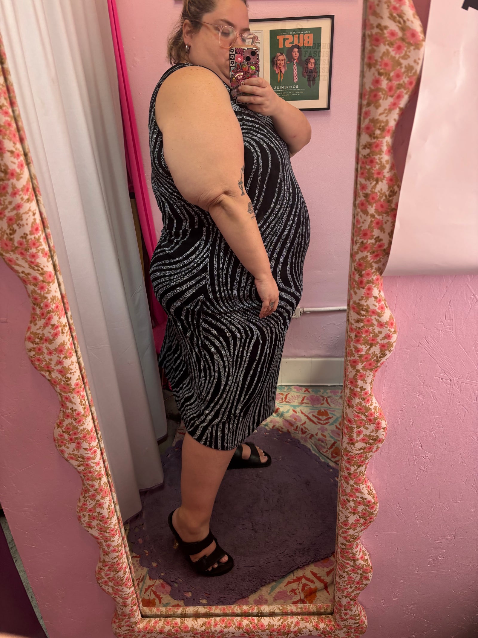 Sleeveless 90's Stretchy Midi Dress - 2X - 4X