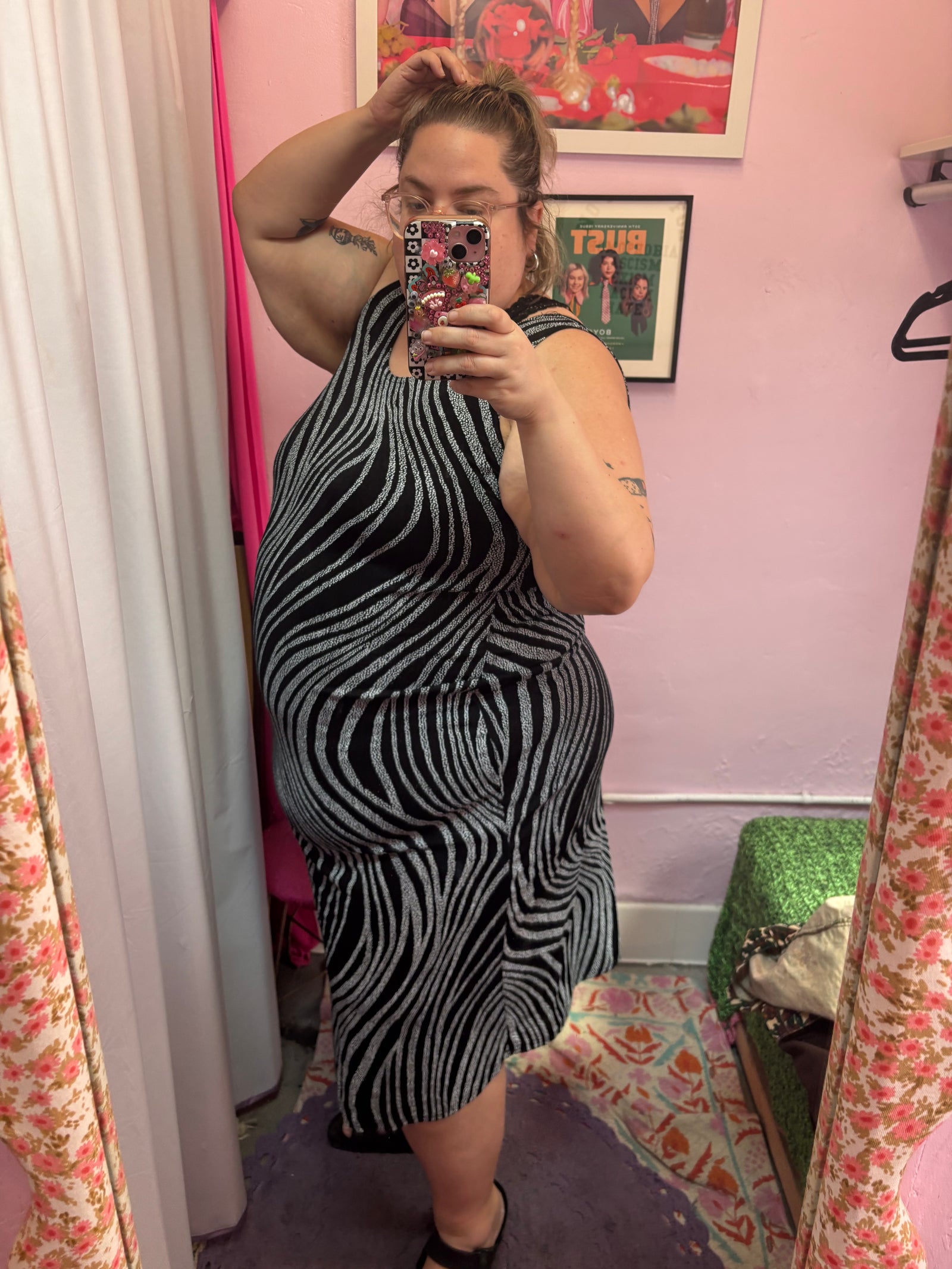 Sleeveless 90's Stretchy Midi Dress - 2X - 4X