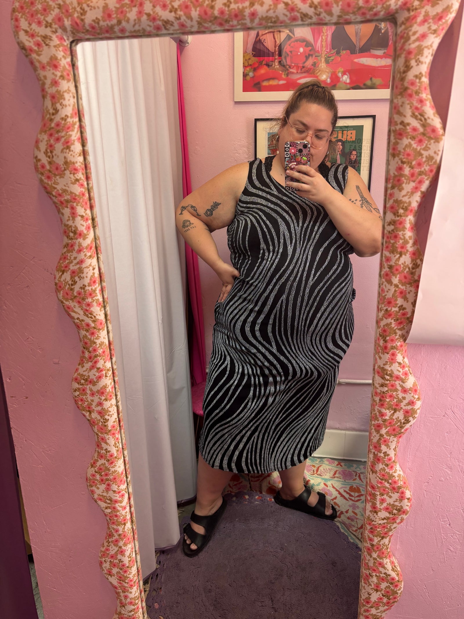 Sleeveless 90's Stretchy Midi Dress - 2X - 4X