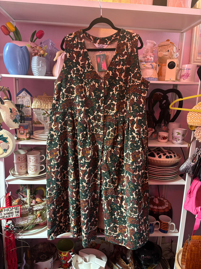 90's Corduroy Floral Midi - Size 22/24