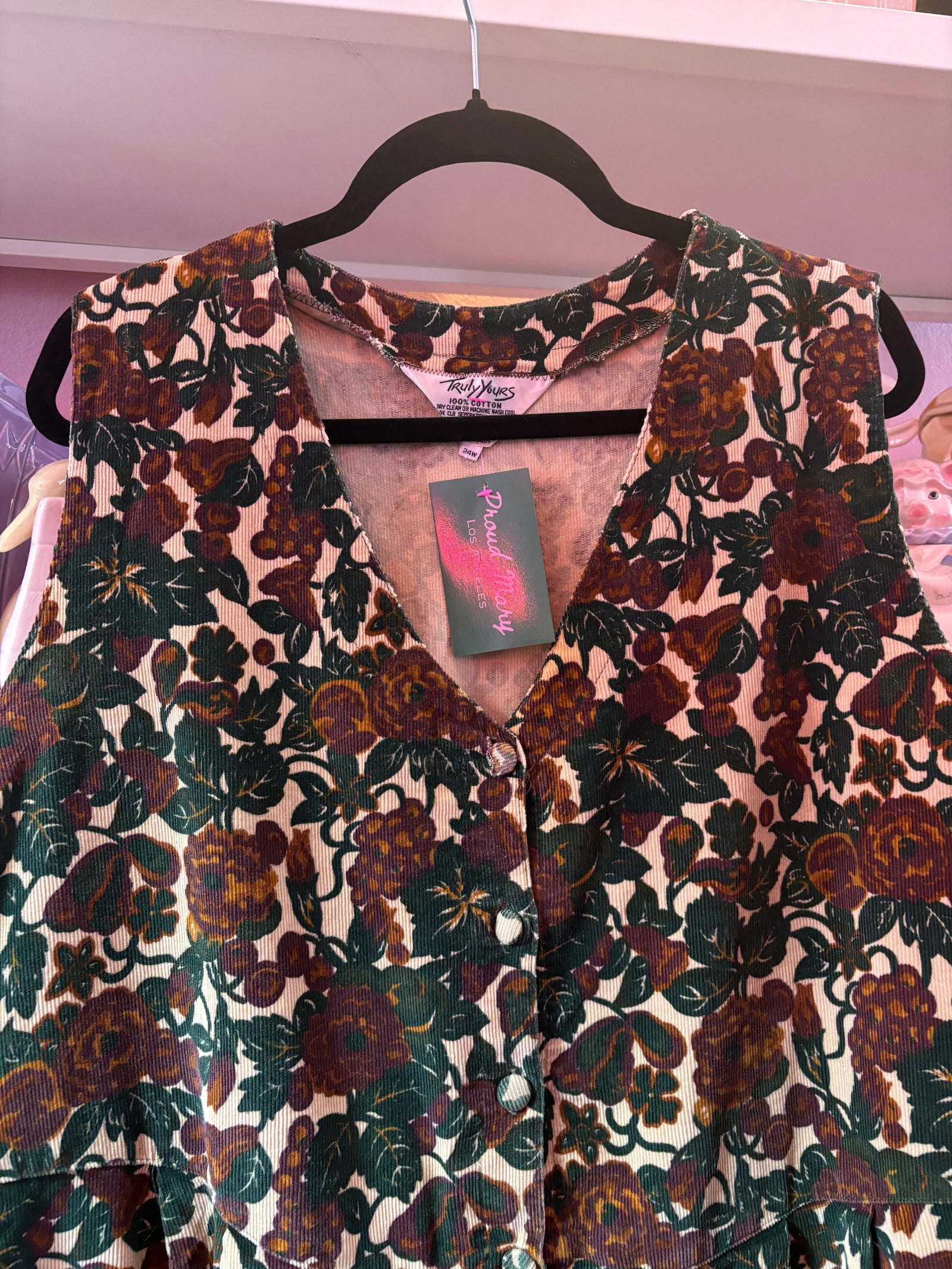 90's Corduroy Floral Midi - Size 22/24