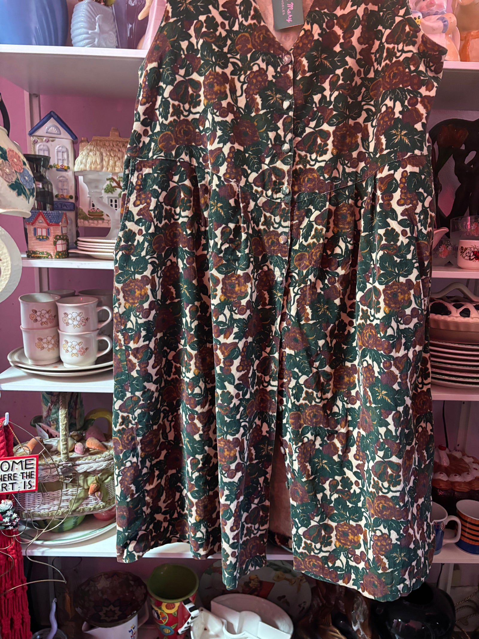 90's Corduroy Floral Midi - Size 22/24