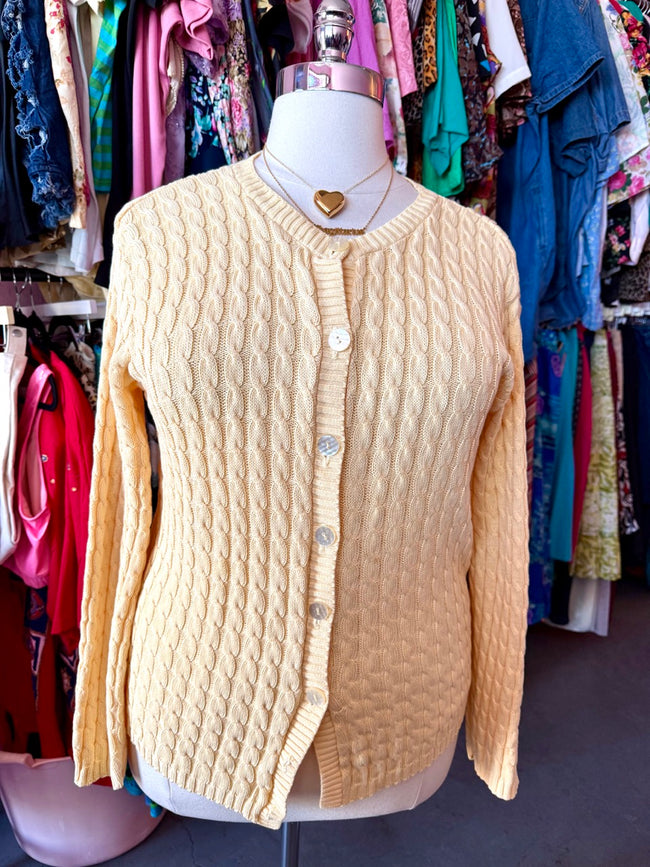 90s Butter Yellow Baby Cardigan - Size XL/1X