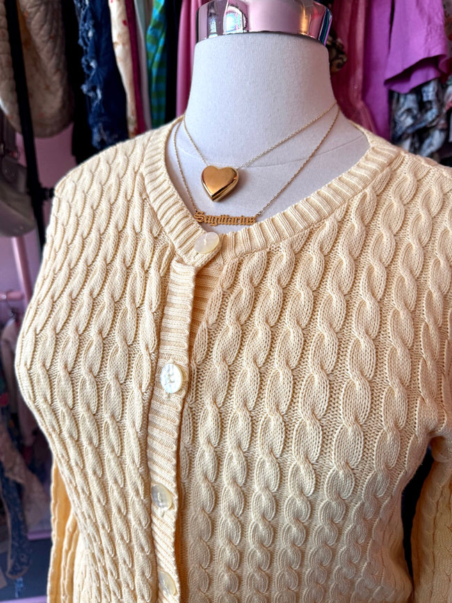 90s Butter Yellow Baby Cardigan - Size XL/1X