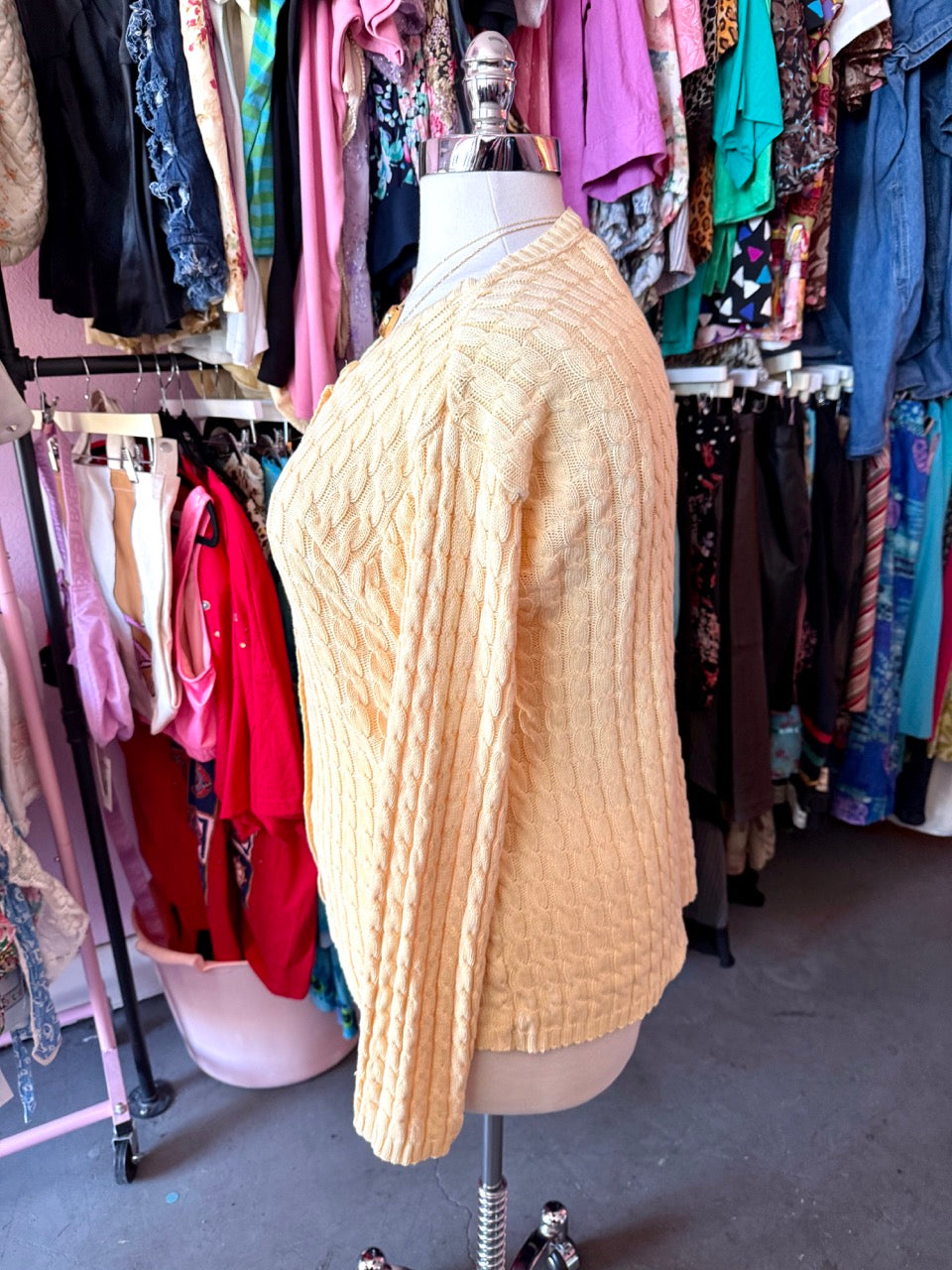 90s Butter Yellow Baby Cardigan - Size XL/1X
