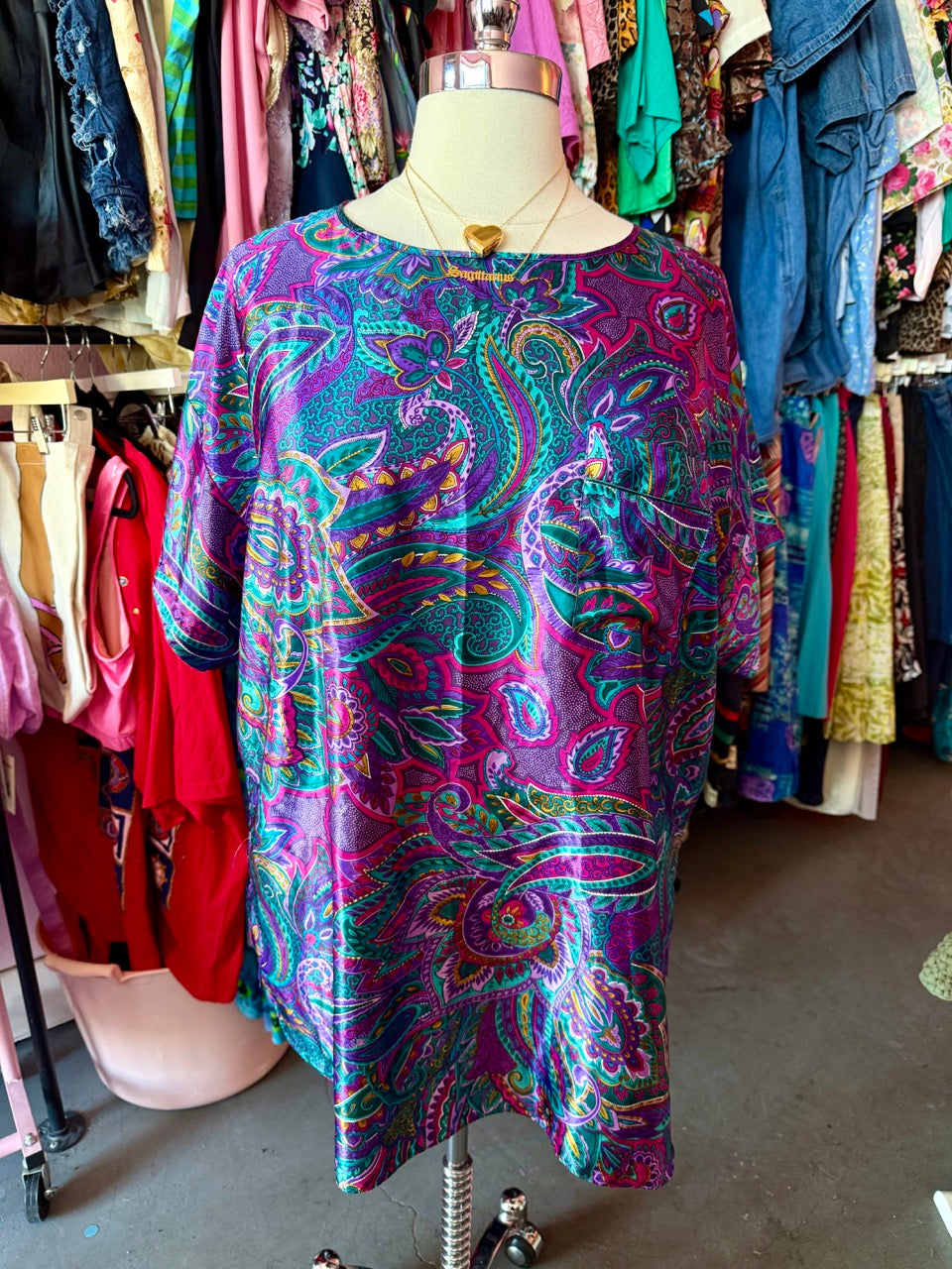 90s Just Jewels Satin Top or Mini Dress - Size 2X/3X