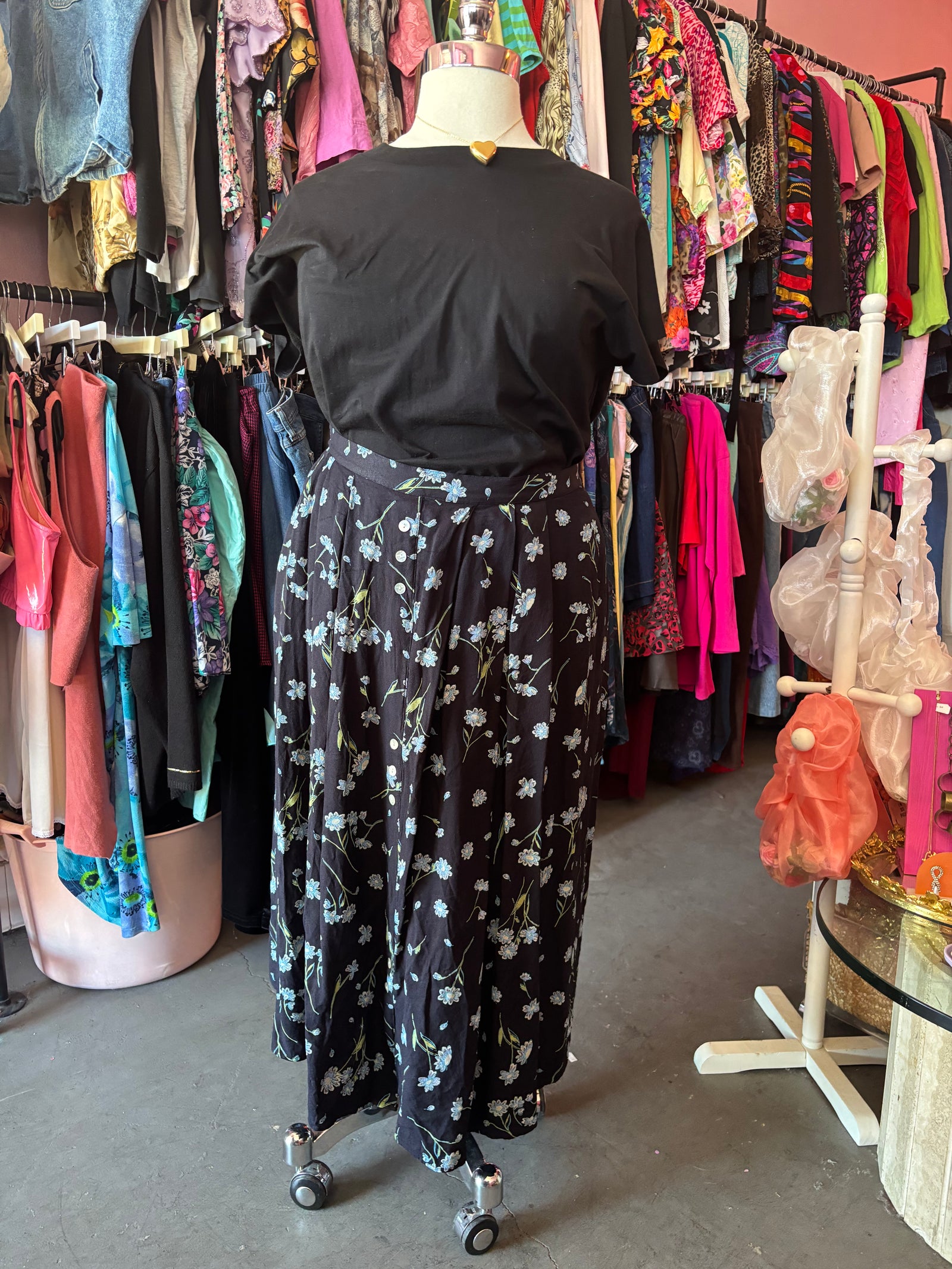 90's Blue Floral Skirt Set - 2X - 3X