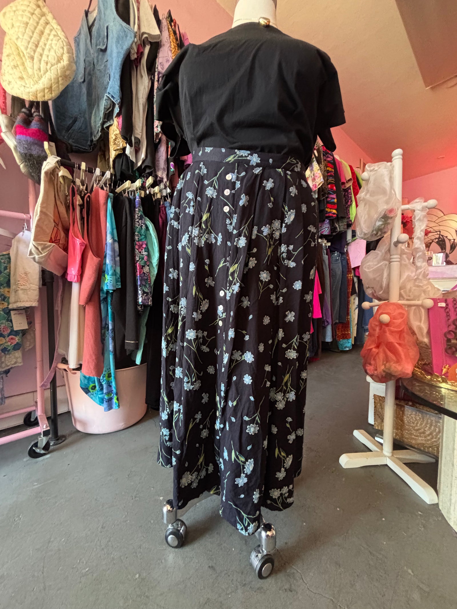 90's Blue Floral Skirt Set - 2X - 3X