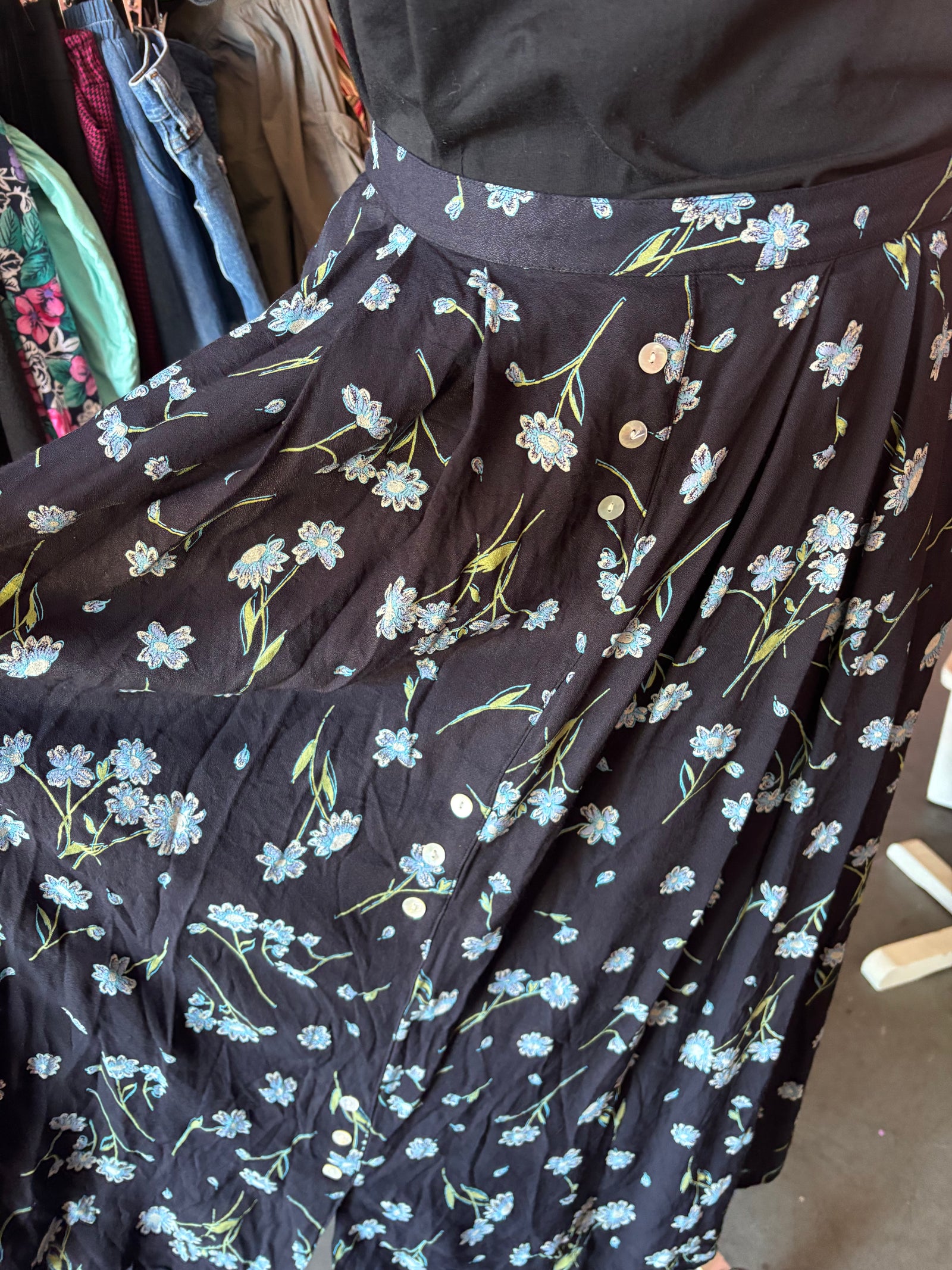 90's Blue Floral Skirt Set - 2X - 3X