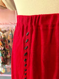 80s Olive Oil Red Skirt with Stitches - Size 1X+