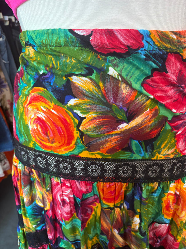 Handmade Vibrant Floral Maxi Skirt