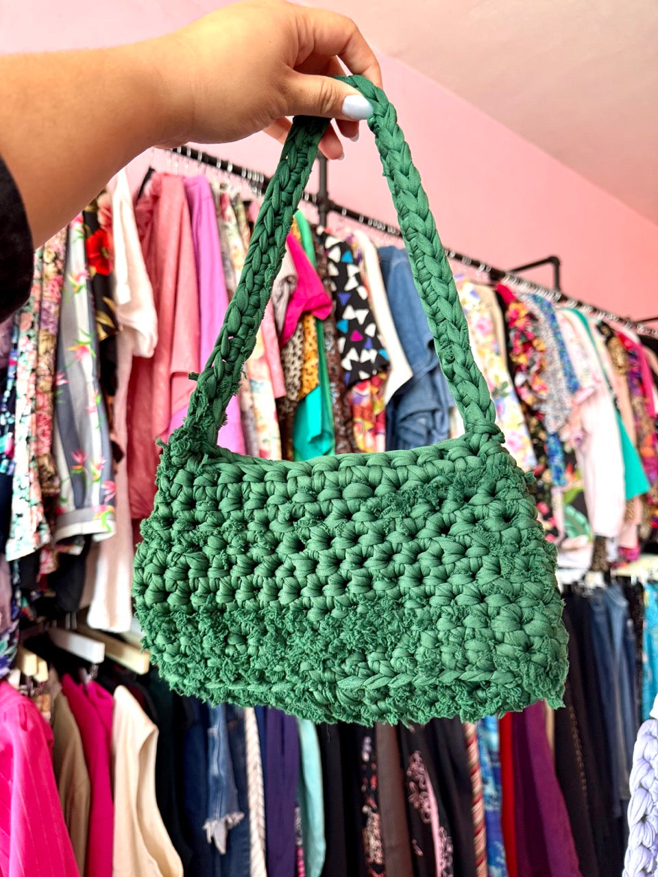 YZZKA Studio Baby Grouch Crochet Bag - 100% Reclaimed Fabric