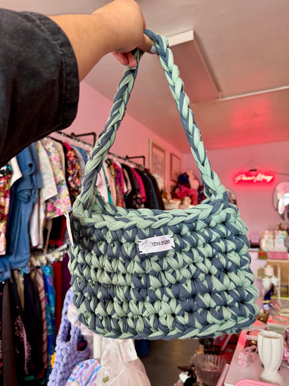 YZZKA Studio Gaia Crochet Bag - 100% Reclaimed Fabric