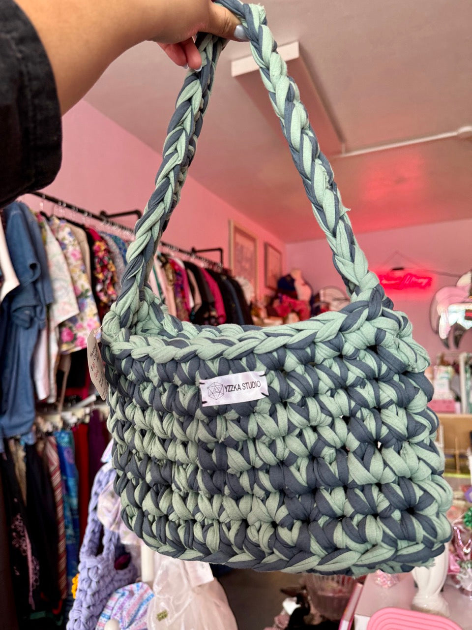 YZZKA Studio Gaia Crochet Bag - 100% Reclaimed Fabric