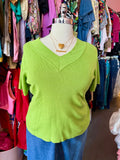 2000s Lime Green Dreams Short Sleeve Knit Top - Fits Size 2X-4X