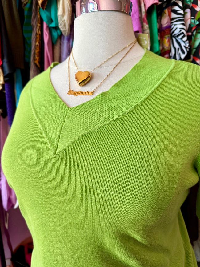 2000s Lime Green Dreams Short Sleeve Knit Top - Fits Size 2X-4X
