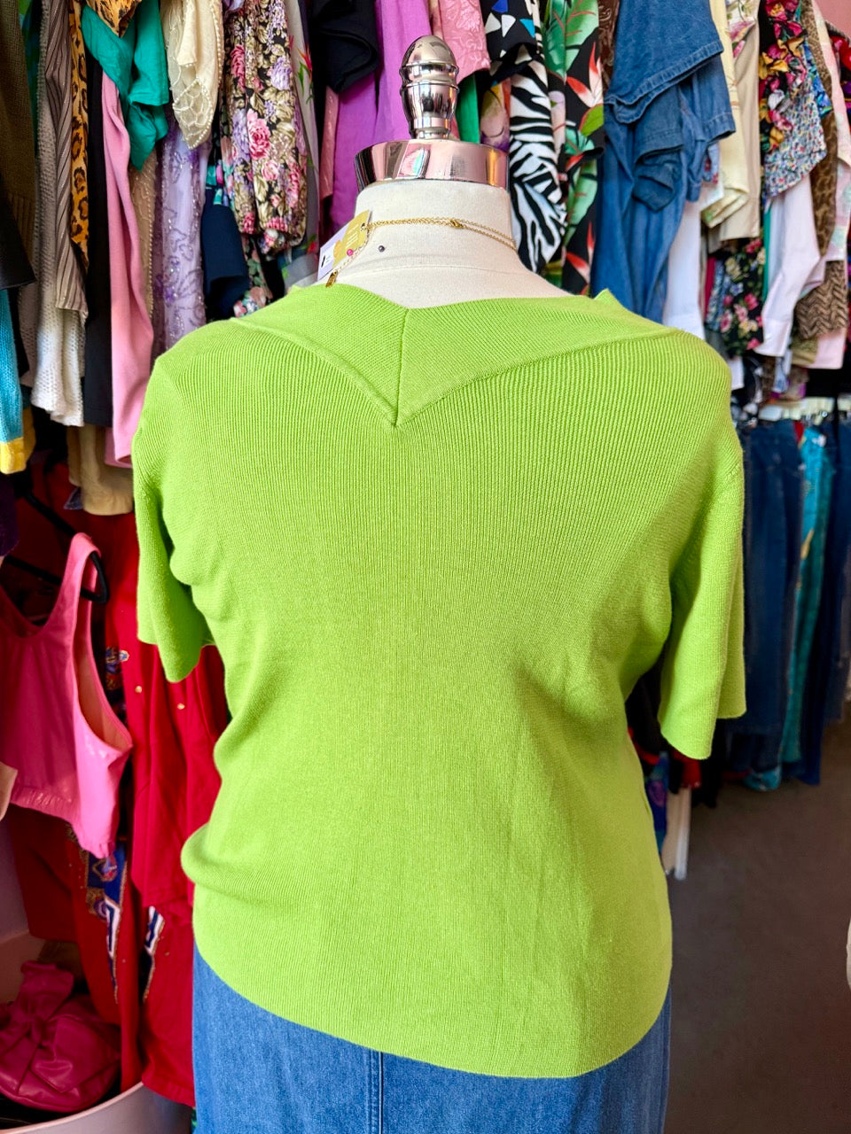 2000s Lime Green Dreams Short Sleeve Knit Top - Fits Size 2X-4X