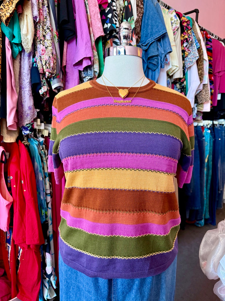 2000s Stripes and Stitches Short Sleeve Knit Top - XL Fits like a size 1X/2X