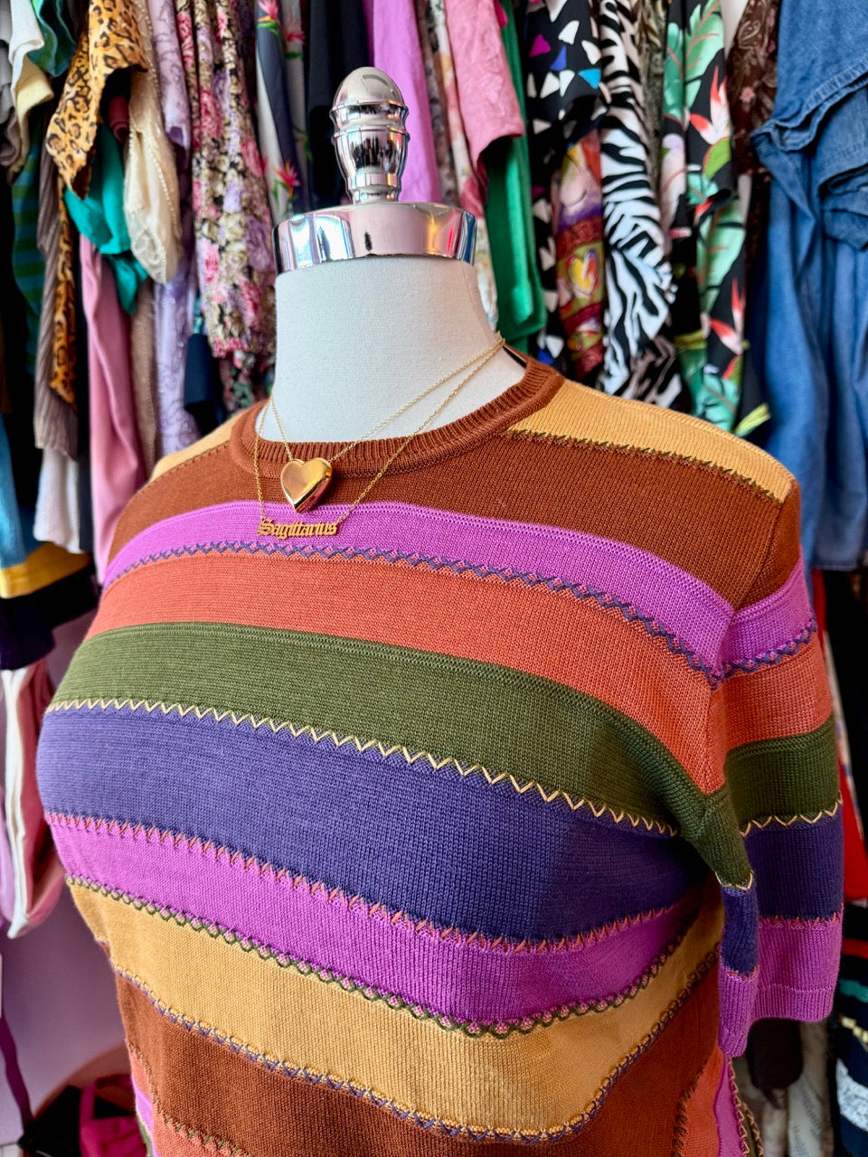 2000s Stripes and Stitches Short Sleeve Knit Top - XL Fits like a size 1X/2X