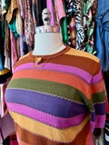 2000s Stripes and Stitches Short Sleeve Knit Top - XL Fits like a size 1X/2X