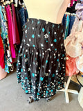 90s Blue Floral Tiered Skirt - Size 2X-4X