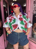 Customland x Proud Mary Thorny Rose Print Button-Up - 4X/5X