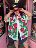 Customland x Proud Mary Thorny Rose Print Button-Up - 4X/5X