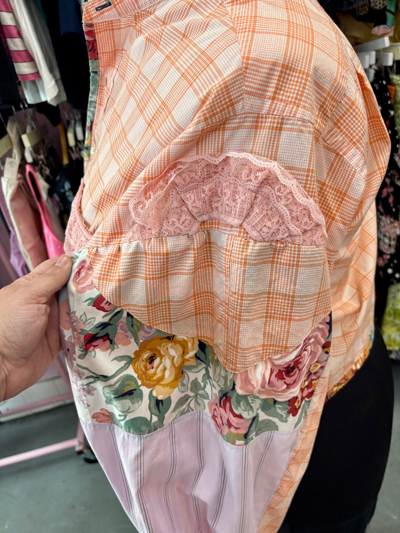 MV Garcia x Proud Mary Patchwork Ballon Sleeve Button-up Top - 2X/3X