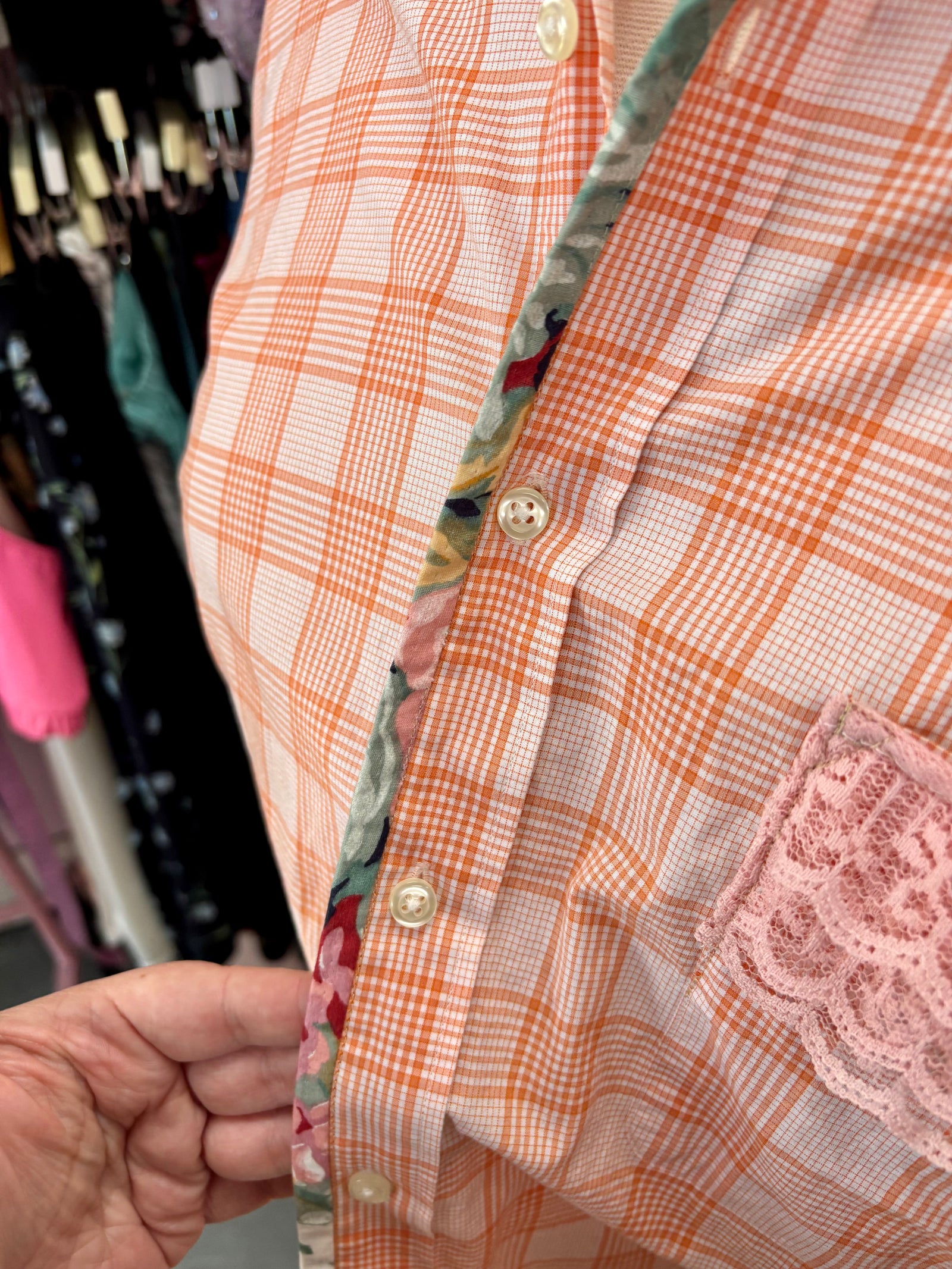 MV Garcia x Proud Mary Patchwork Ballon Sleeve Button-up Top - 2X/3X