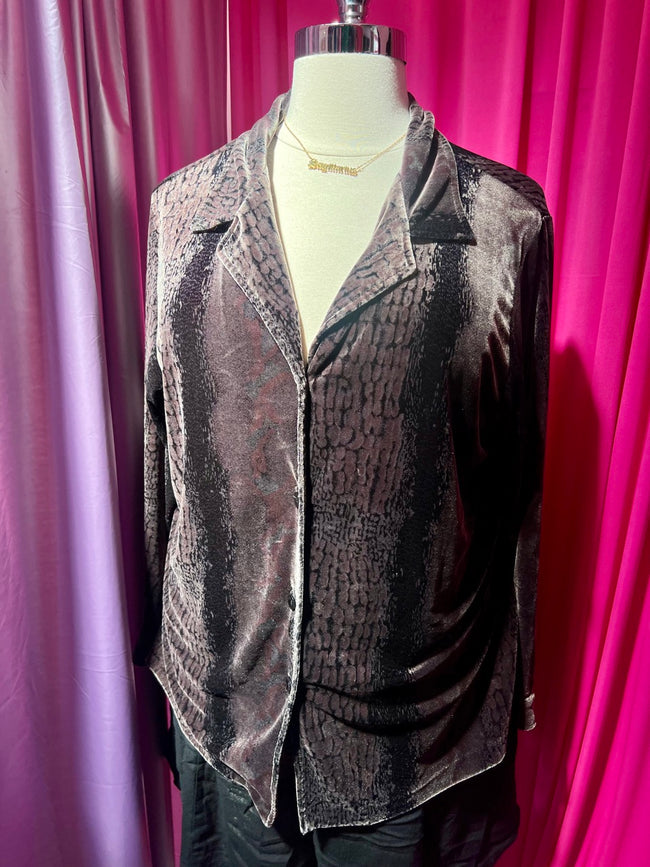90s Velvet Reptile Button Up