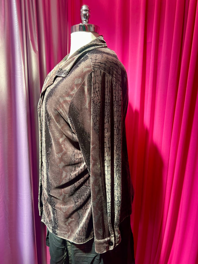 90s Velvet Reptile Button Up