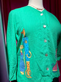 Rainbow Cats Green Linen Blend Blouse