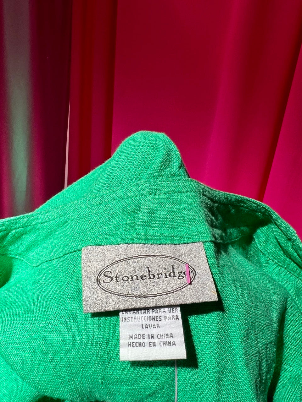 Rainbow Cats Green Linen Blend Blouse