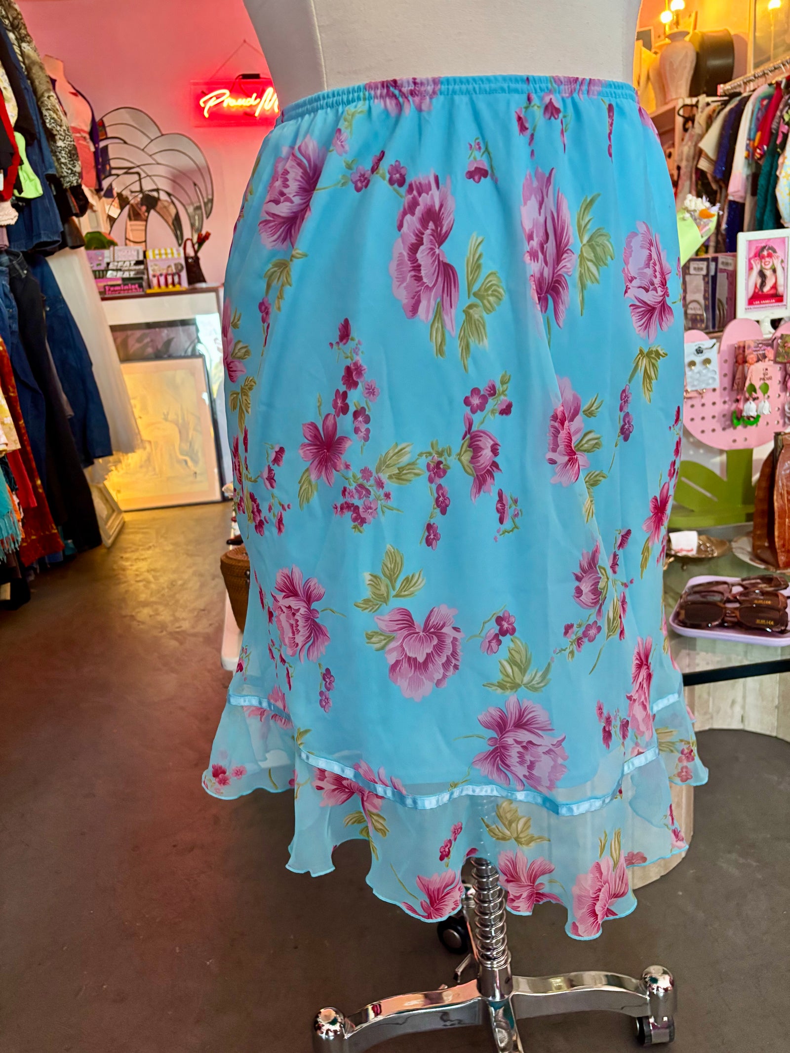 Vintage Y2K Floral Midi Skirt - Size 22/24W