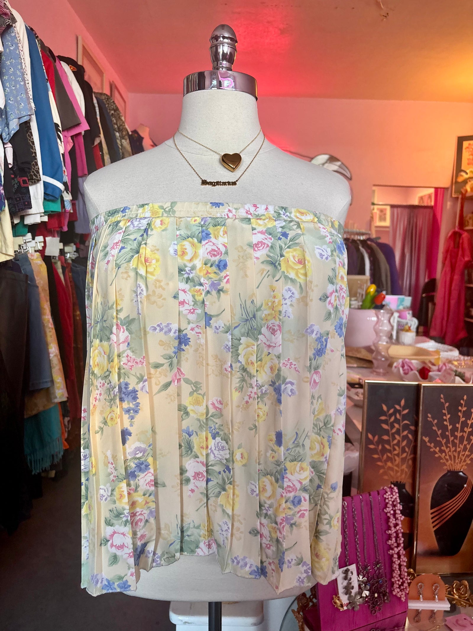 Altered Vintage Pleated Floral Skirt - Size 16