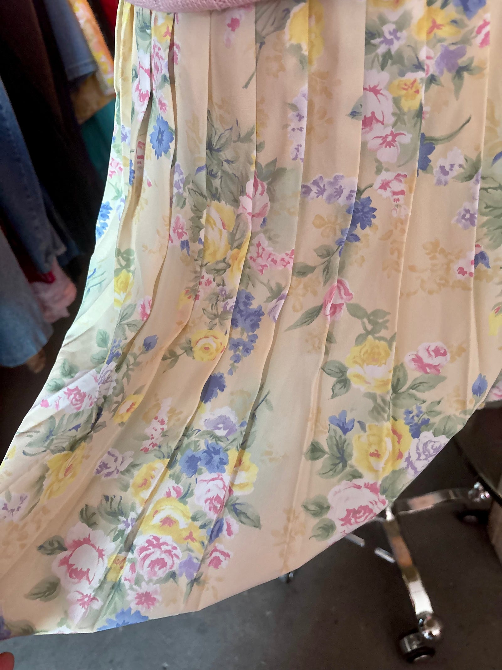 Altered Vintage Pleated Floral Skirt - Size 16