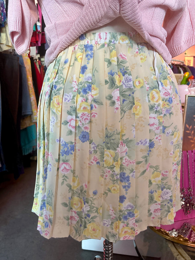Altered Vintage Pleated Floral Skirt - Size 16
