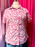 Pink Zebra Button Up Top