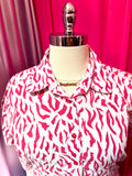 Pink Zebra Button Up Top