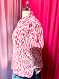 Pink Zebra Button Up Top