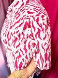 Pink Zebra Button Up Top